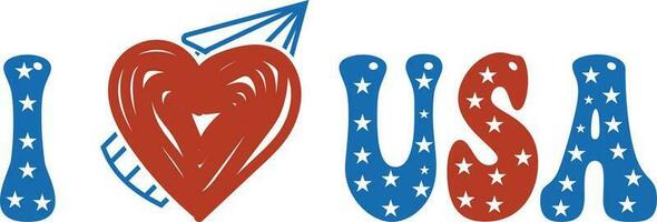 je l'amour Etats-Unis cœur vecteur 4e de juillet indépendance journée typographie T-shirt conception
