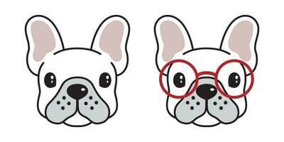 chien vecteur français bouledogue dessin animé personnage carlin icône logo des lunettes illustration symbole blanc