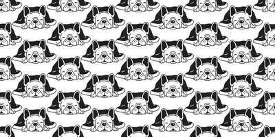 chien sans couture modèle français bouledogue vecteur en train de dormir couverture Noël dessin animé illustration écharpe isolé répéter fond d'écran tuile Contexte