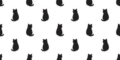 chat sans couture modèle vecteur chaton calicot dessin animé écharpe isolé Halloween tuile Contexte griffonnage illustration répéter fond d'écran blanc noir