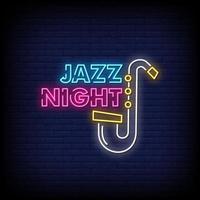 vecteur de texte de style jazz night enseignes au néon