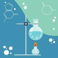 chimie expérience de une bouteille réagir plus de un ouvert flamme vecteur science graphique