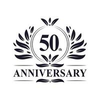 Célébration du 50e anniversaire, création de logo luxueuse pour 50 ans. vecteur