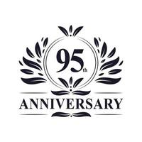 Célébration du 95e anniversaire, création de logo luxueuse de 95 ans. vecteur