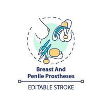 Icône de concept de prothèses mammaires et péniennes vecteur