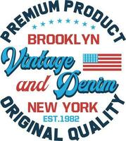 prime produit Brooklyn ancien denim Nouveau york 1982 original t-shirt de qualité conception vecteur