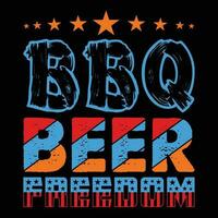 un barbecue Bière liberté T-shirt conception vecteur