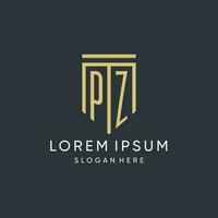 pz monogramme avec moderne et luxe bouclier forme conception style vecteur