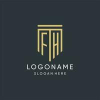 fh monogramme avec moderne et luxe bouclier forme conception style vecteur