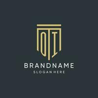 oi monogramme avec moderne et luxe bouclier forme conception style vecteur