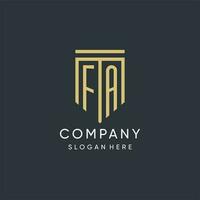 FA monogramme avec moderne et luxe bouclier forme conception style vecteur