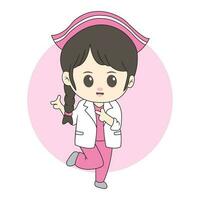 chibi fille infirmière mascotte pour logo vecteur