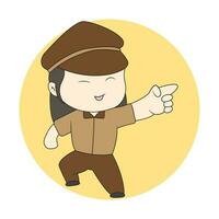 chibi fille scout pour logo vecteur