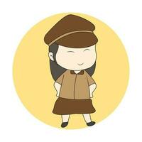 chibi fille scout pour logo vecteur