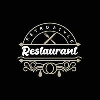rétro ancien style ornement conception, logo rétro restaurant typographie emblème, vecteur ligne Facile élégant fourchette cuillère et couteau