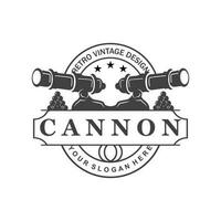 canon logo, élégant Facile conception rétro ancien style, guerre artillerie vecteur, illustration symbole icône vecteur