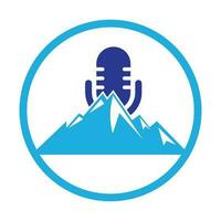 modèle de conception de logo vectoriel de montagne de podcast.