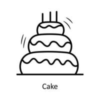 gâteau vecteur contour icône conception illustration. fête et célébrer symbole sur blanc Contexte eps dix fichier