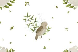 puéril sans couture modèle avec forêt animaux et branches, feuilles, bébé conception vecteur