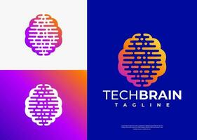 minimaliste La technologie cerveau logo conception. moderne ligne Humain cerveau logo l'image de marque. vecteur