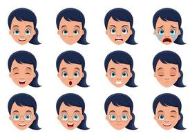 petite fille visage expressions vector illustration de conception isolé sur fond blanc