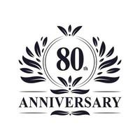 Célébration du 80e anniversaire, création de logo luxueuse pour 80 ans. vecteur