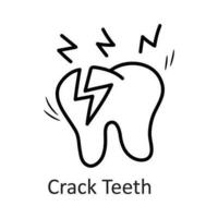 fissure les dents vecteur contour icône conception illustration. dentiste symbole sur blanc Contexte eps dix fichier