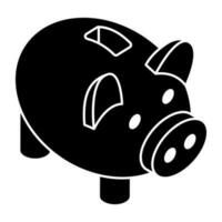 penny mettant en valeur porcin banque des économies icône vecteur