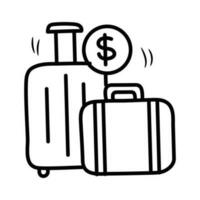 bagage vecteur contour icône conception illustration. bancaire et la finance symbole sur blanc Contexte eps dix fichier
