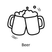Bière vecteur contour icône conception illustration. fête et célébrer symbole sur blanc Contexte eps dix fichier