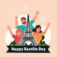 bonne fête de la bastille dans un style plat vecteur