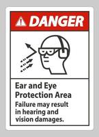 signe de danger une défaillance de la zone de protection des oreilles et des yeux peut entraîner des dommages auditifs et visuels vecteur