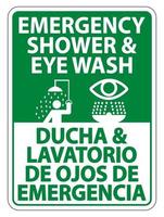 signe bilingue de douche et de lavage des yeux vecteur