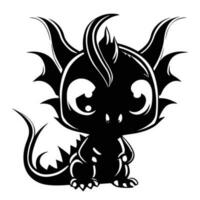 kawaii bébé dragon silhouette vecteur