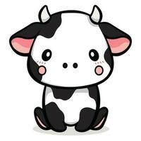 mignonne kawaii vache logo vecteur