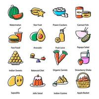 doodle d'aliments nutritifs vecteur