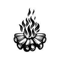 feu de camp bois de chauffage rétro silhouette vintage