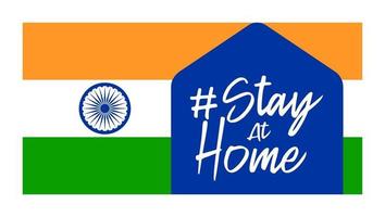 rester à la maison inde la prévention des coronavirus. drapeau de l'Inde avec le symbole du virus corona, covid 2019, illustration vectorielle. vecteur