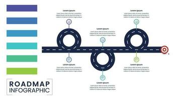 la navigation carte infographie avec Icônes, six pas ou les options vecteur