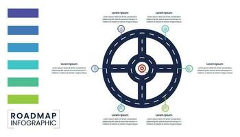 cercle feuille de route infographie avec Icônes, six pas ou les options vecteur