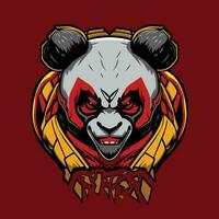 Panda mascotte logo conception pour jeu et des sports diable style vecteur