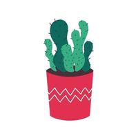 le cactus pousse dans un pot. plante d'intérieur décorative avec des feuilles vertes dans un pot. cactus de dessin animé épineux isolé sur fond blanc. Maison & Jardin. illustration vectorielle plane. illustration vectorielle vecteur