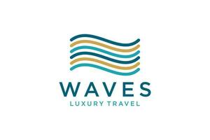 luxe ligne logo conception avec Facile et moderne forme de mer l'eau vague. vecteur