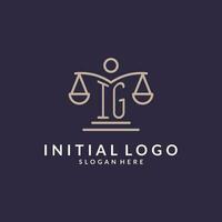 ig initiales combiné avec le Balance de Justice icône, conception inspiration pour loi les entreprises dans une moderne et luxueux style vecteur