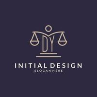 mourir initiales combiné avec le Balance de Justice icône, conception inspiration pour loi les entreprises dans une moderne et luxueux style vecteur