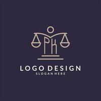 paquet initiales combiné avec le Balance de Justice icône, conception inspiration pour loi les entreprises dans une moderne et luxueux style vecteur