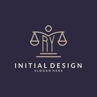 ry initiales combiné avec le Balance de Justice icône, conception inspiration pour loi les entreprises dans une moderne et luxueux style vecteur