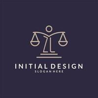 zl initiales combiné avec le Balance de Justice icône, conception inspiration pour loi les entreprises dans une moderne et luxueux style vecteur