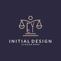 euh initiales combiné avec le Balance de Justice icône, conception inspiration pour loi les entreprises dans une moderne et luxueux style vecteur