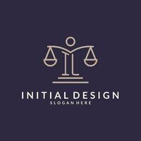 il initiales combiné avec le Balance de Justice icône, conception inspiration pour loi les entreprises dans une moderne et luxueux style vecteur